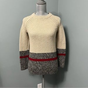 ROOTS women’s Size XS wool blend cable knit fisherman’s cabin cozy sweater